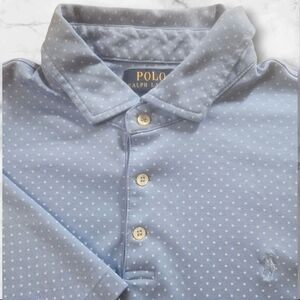 Vintage Polo Ralph Lauren Classic-Fit Light Blue Polka-Dot Cotton Polo | Size L